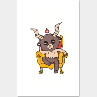 Cute Little Satan Goat on Throne Posters and Art